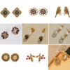 Handmade 18k gold-plated heavy craft retro earrings enamel glass beads earrings