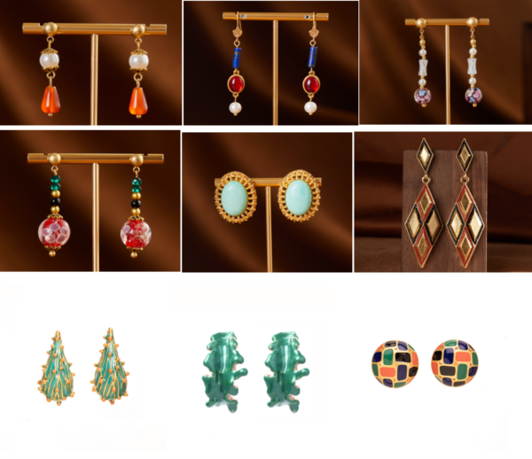 Heavy craftsmanship handmade 18K gold earrings – red agate pearl earrings lapis lazuli red glass earrings