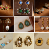 Heavy craftsmanship vintage style 18K gold earrings Handmade elegant female jewelry