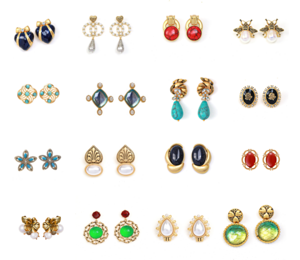 Style Vintage 18K Gold Earrings – Handmade, Gorgeous Simulated Gemstones, Exquisite Luxury