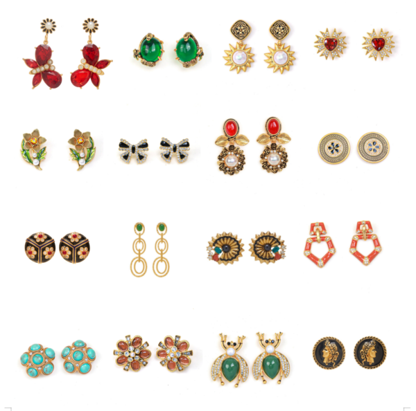 Fashion Vintage Handmade Earrings – 18K Gold Plated, Beautiful Simulated Gemstone Design