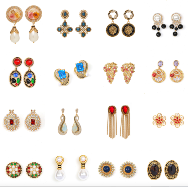 Gemstone Gorgeous Vintage Earrings – Handmade in 18K Gold, Luxurious and Exquisite