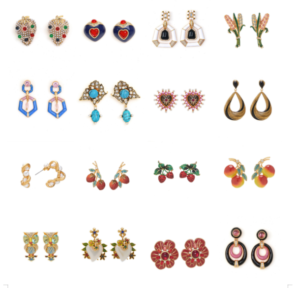 18K gold gemstone earrings – retro palace style design, elegant and high quality, suitable for party and daily wear