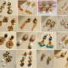 Fashionable retro gemstone earrings, made of 18K gold luxury