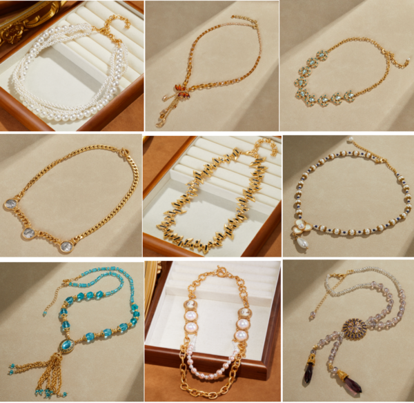 Exquisite handmade 18K gold-plated vintage necklace pendant, light luxury factory direct sales