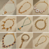 Elegant 18K gold-plated necklace pendant, retro luxury artificial gemstone design, suitable for daily wear and special occasions