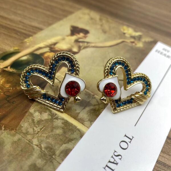 Women's 925 silver earrings, high quality artificial gemstone crystal decoration classic elegant - 图片 5