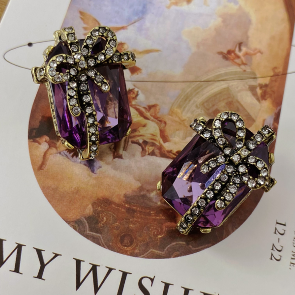 Women's 925 silver earrings, high quality artificial gemstone crystal decoration classic elegant - 图片 9