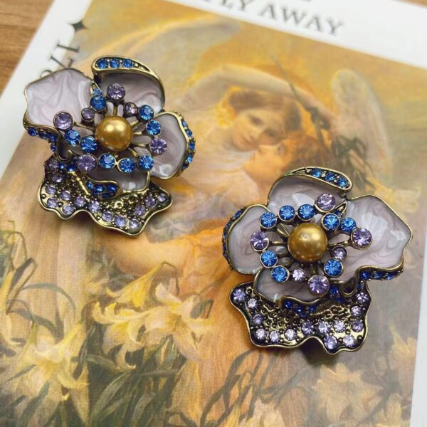 Women's 925 silver earrings, high quality artificial gemstone crystal decoration classic elegant - 图片 10