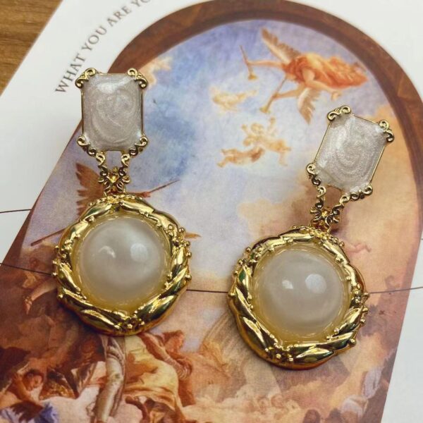 Vintage luxury palace earring gorgeous crystal pearl embellishment elegant - 图片 4