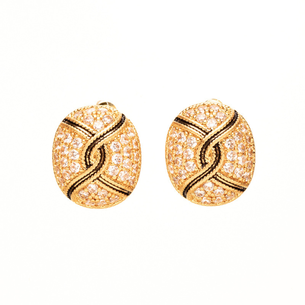 18K Gold Vintage Earrings – Handcrafted, Imitation Gemstone Design, Classic and Elegant Women’s Jewelry - 图片 4