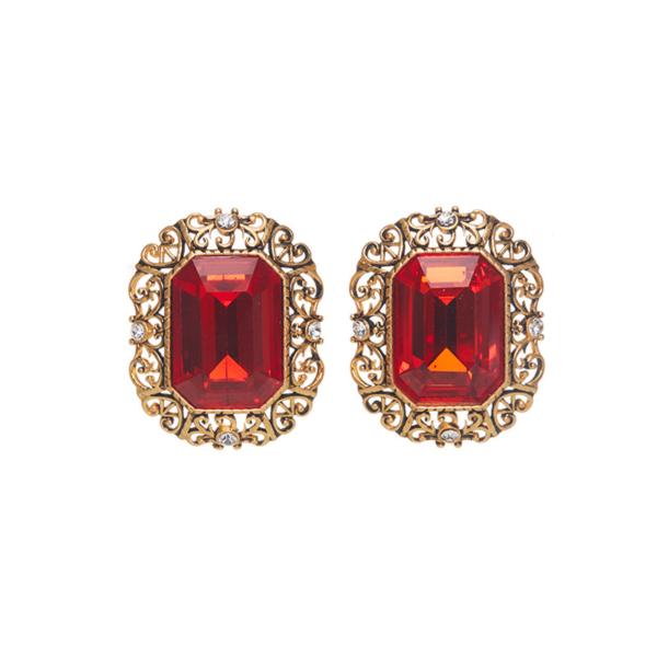 Handmade 18K Gold Simulated Gemstone Gorgeous Vintage Earrings – Exquisite Craftsmanship, Elegant and Luxurious Design - 图片 16