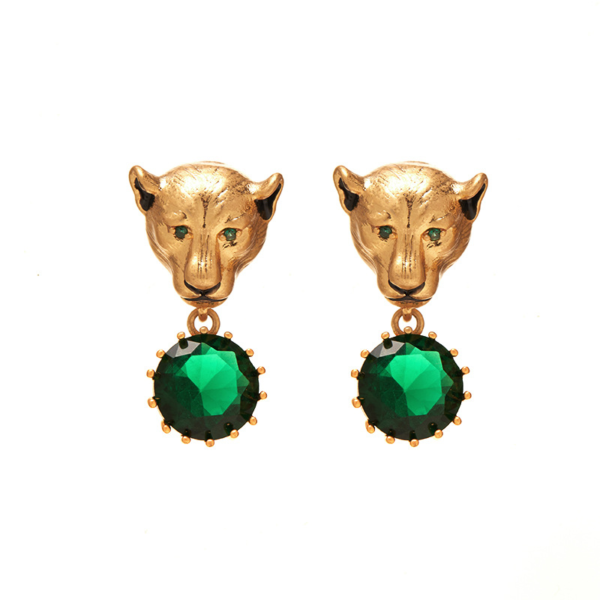 Handmade 18K Gold Imitation Gemstone Vintage Earrings – Heavy Craftsmanship Vintage Design, Elegant and Gorgeous - 图片 8