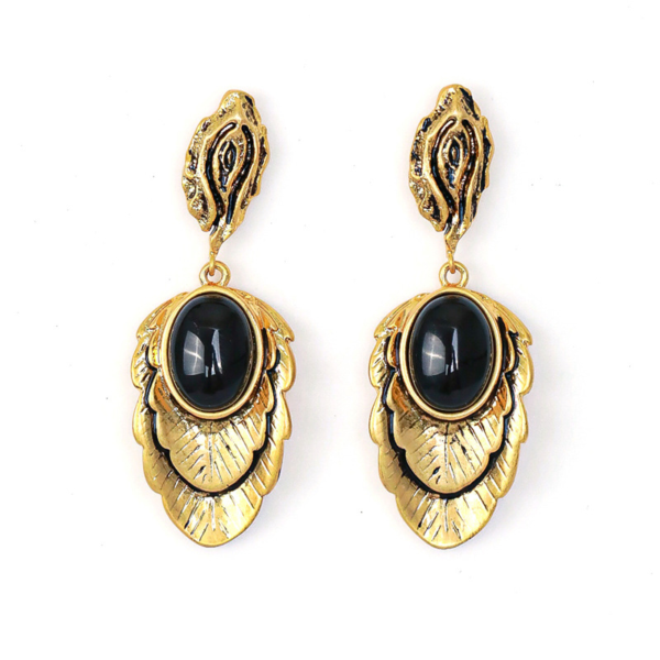 Handmade 18K Gold Simulated Gemstone Gorgeous Vintage Earrings – Exquisite Craftsmanship, Elegant and Luxurious Design - 图片 7