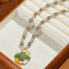 Gold gemstone pendant necklace, fashionable retro design, light luxury palace style - 图片 5