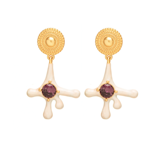 Handmade 18K Gold Imitation Gemstone Vintage Earrings – Heavy Craftsmanship Vintage Design, Elegant and Gorgeous - 图片 10