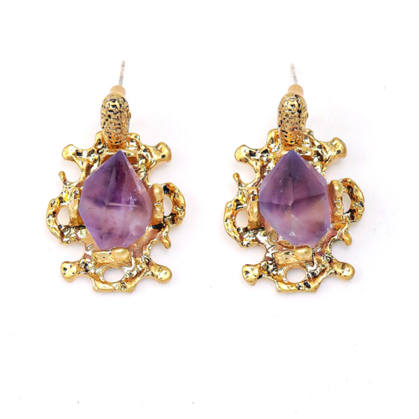 Handmade 18K Gold Simulated Gemstone Gorgeous Vintage Earrings – Exquisite Craftsmanship, Elegant and Luxurious Design - 图片 3