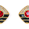 Fashion vintage 18K gold earrings Gemstone design, classic luxury jewelry - 图片 2