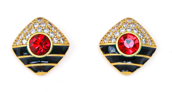 Fashion vintage 18K gold earrings Gemstone design, classic luxury jewelry - 图片 2