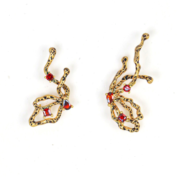 Fashion vintage 18K gold earrings Gemstone design, classic luxury jewelry - 图片 16