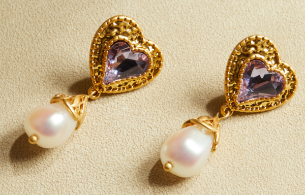 Fashion vintage 18K gold earrings Gemstone design, classic luxury jewelry (复制) - 图片 5