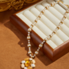 Gold gemstone pendant necklace, fashionable retro design, light luxury palace style - 图片 3