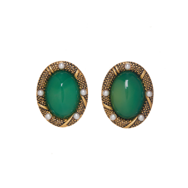 Fashion vintage 18K gold earrings Gemstone design, classic luxury jewelry - 图片 12