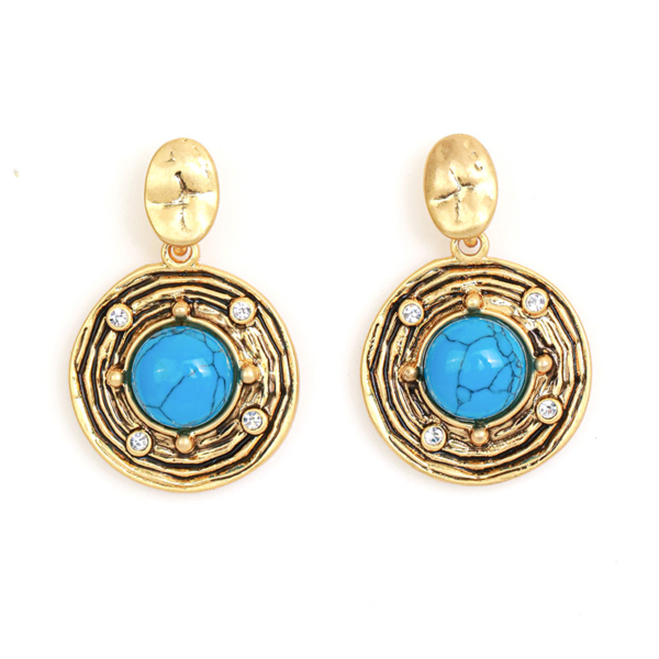 Fashion vintage 18K gold earrings Gemstone design, classic luxury jewelry - 图片 9