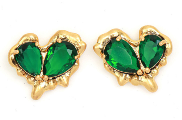 Fashion vintage 18K gold earrings Gemstone design, classic luxury jewelry - 图片 7