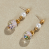 Handmade 18k gold-plated heavy craft retro earrings enamel glass beads earrings - 图片 3
