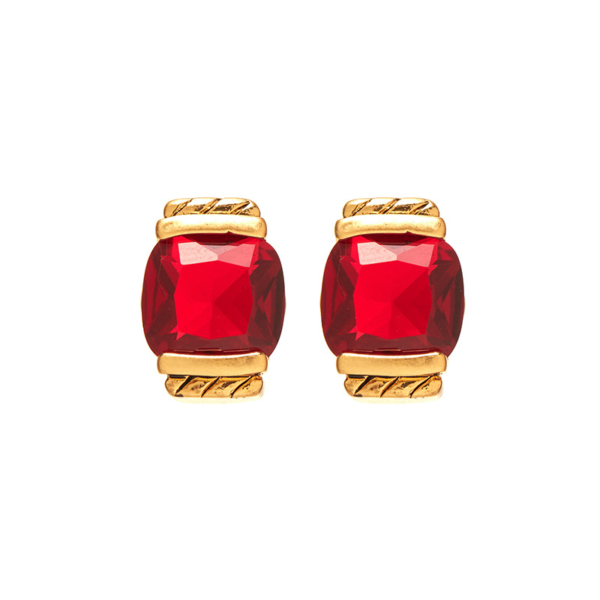 Handmade 18K Gold Imitation Gemstone Vintage Earrings – Heavy Craftsmanship Vintage Design, Elegant and Gorgeous - 图片 9