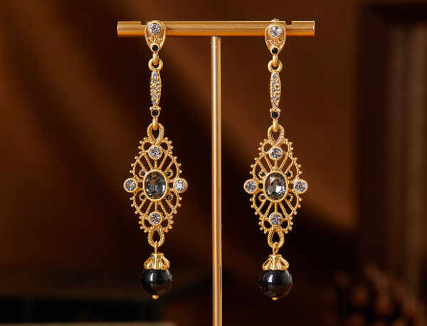 Fashion vintage 18K gold earrings Gemstone design, classic luxury jewelry (复制) - 图片 15