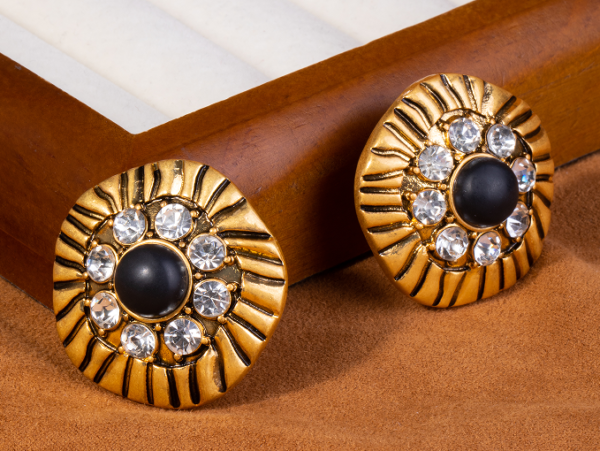 Fashion vintage 18K gold earrings Gemstone design, classic luxury jewelry (复制) - 图片 10