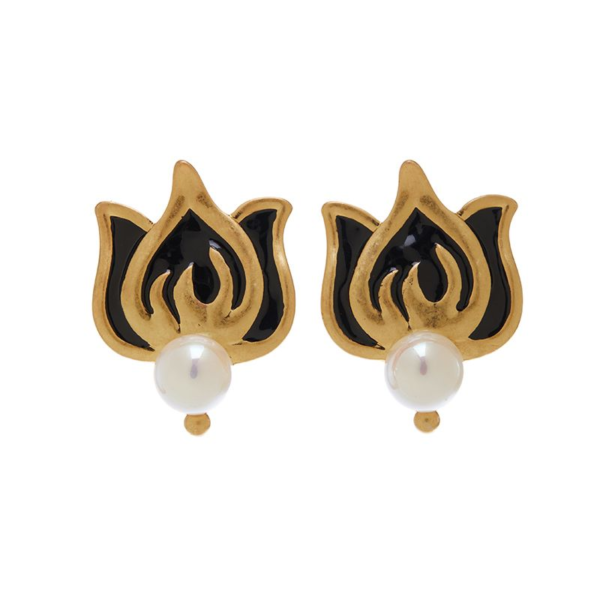 Fashion vintage 18K gold earrings Gemstone design, classic luxury jewelry - 图片 5