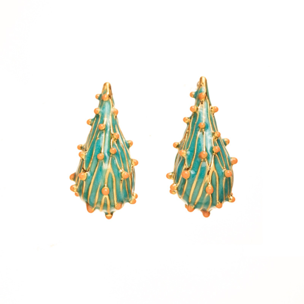 Heavy craftsmanship handmade 18K gold earrings – red agate pearl earrings lapis lazuli red glass earrings - 图片 6