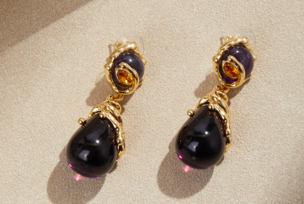 Classic retro earrings with gold-plated gemstone design, showing court fashion and elegance - 图片 13