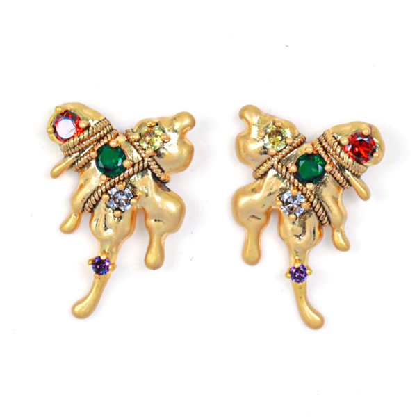 Handmade 18K Gold Earrings – Imitation Gemstone Gorgeous Vintage Style, Exquisite Luxury Earrings for Women - 图片 12