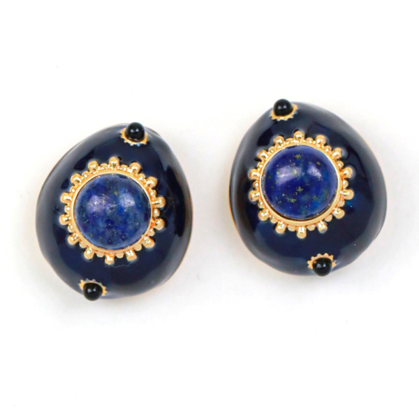 18K Gold Handmade Earrings – Imitation Gemstone Gorgeous Vintage Design, Luxury Earrings for Women - 图片 17