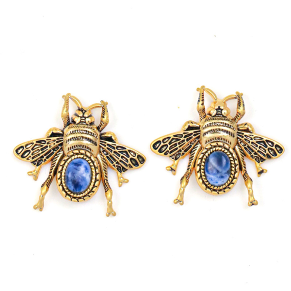 18K Gold Handmade Earrings – Imitation Gemstone Gorgeous Vintage Design, Luxury Earrings for Women - 图片 16