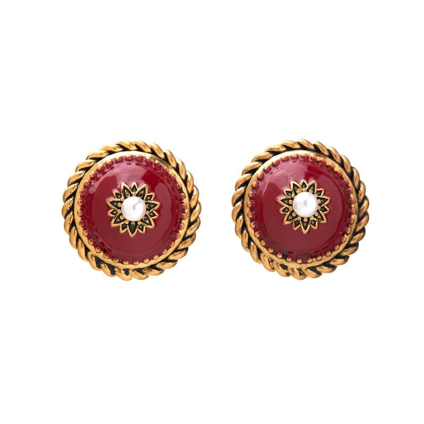 18K Gold Handmade Earrings – Imitation Gemstone Gorgeous Vintage Design, Luxury Earrings for Women - 图片 11