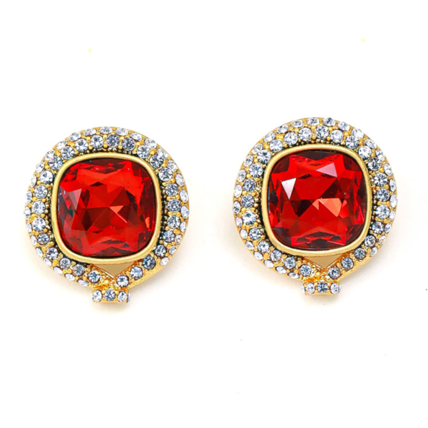 18K Gold Handmade Earrings – Imitation Gemstone Gorgeous Vintage Design, Luxury Earrings for Women - 图片 10