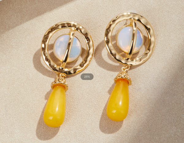 Palace style retro earrings, gold-plated gemstone earrings, fashion and elegance coexist - 图片 13