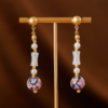 Heavy craftsmanship handmade 18K gold earrings – red agate pearl earrings lapis lazuli red glass earrings - 图片 8