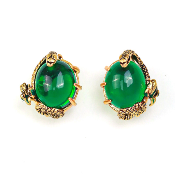 Fashion Vintage Handmade Earrings – 18K Gold Plated, Beautiful Simulated Gemstone Design - 图片 9