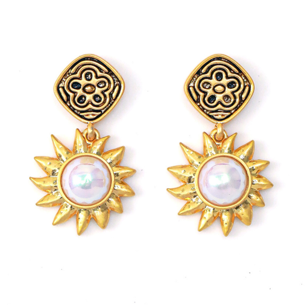 Fashion Vintage Handmade Earrings – 18K Gold Plated, Beautiful Simulated Gemstone Design - 图片 8