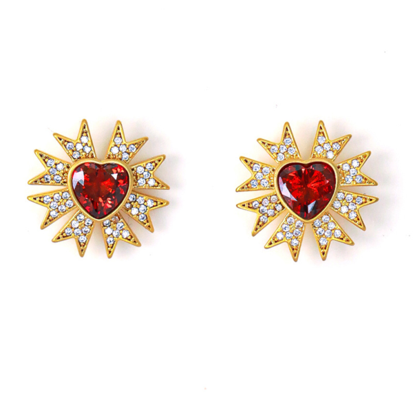 Fashion Vintage Handmade Earrings – 18K Gold Plated, Beautiful Simulated Gemstone Design - 图片 7