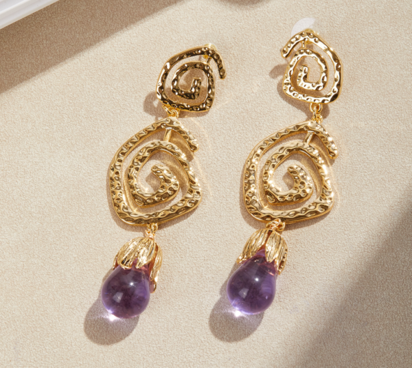 Exquisite and luxurious gemstone earrings, 18K gold-plated design, suitable for any elegant occasion - 图片 15