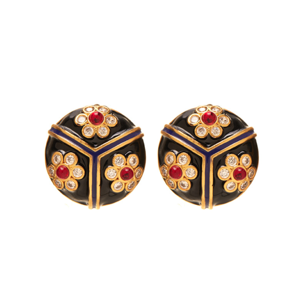 Fashion Vintage Handmade Earrings – 18K Gold Plated, Beautiful Simulated Gemstone Design - 图片 3