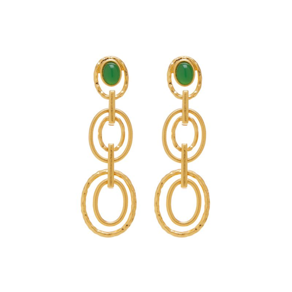 Fashion Vintage Handmade Earrings – 18K Gold Plated, Beautiful Simulated Gemstone Design - 图片 10