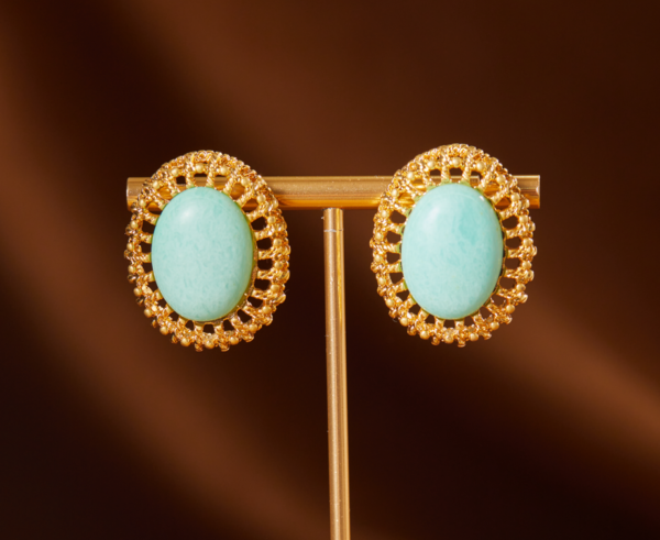 Heavy craftsmanship handmade 18K gold earrings – red agate pearl earrings lapis lazuli red glass earrings - 图片 10